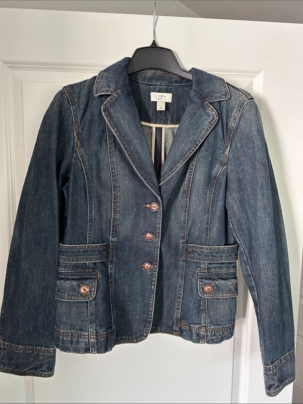 Ann Taylor Dark Blue Denim Blazer Jacket